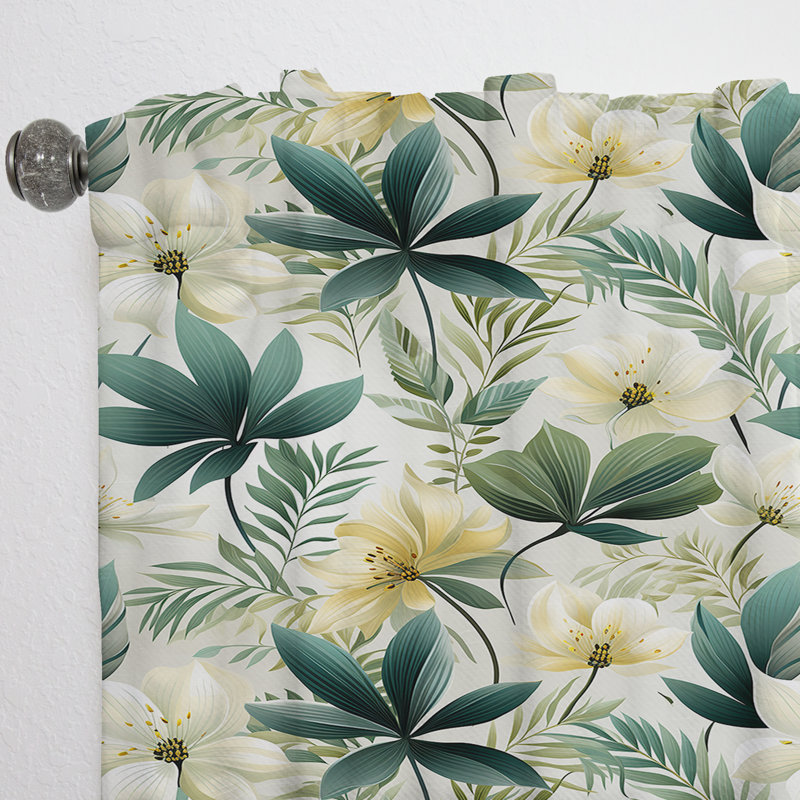 Minimaliste motif tropical Flora III - Rideau floral - Rideau floral obscurcissant - 1 panneau, L 52 po x L 63 po