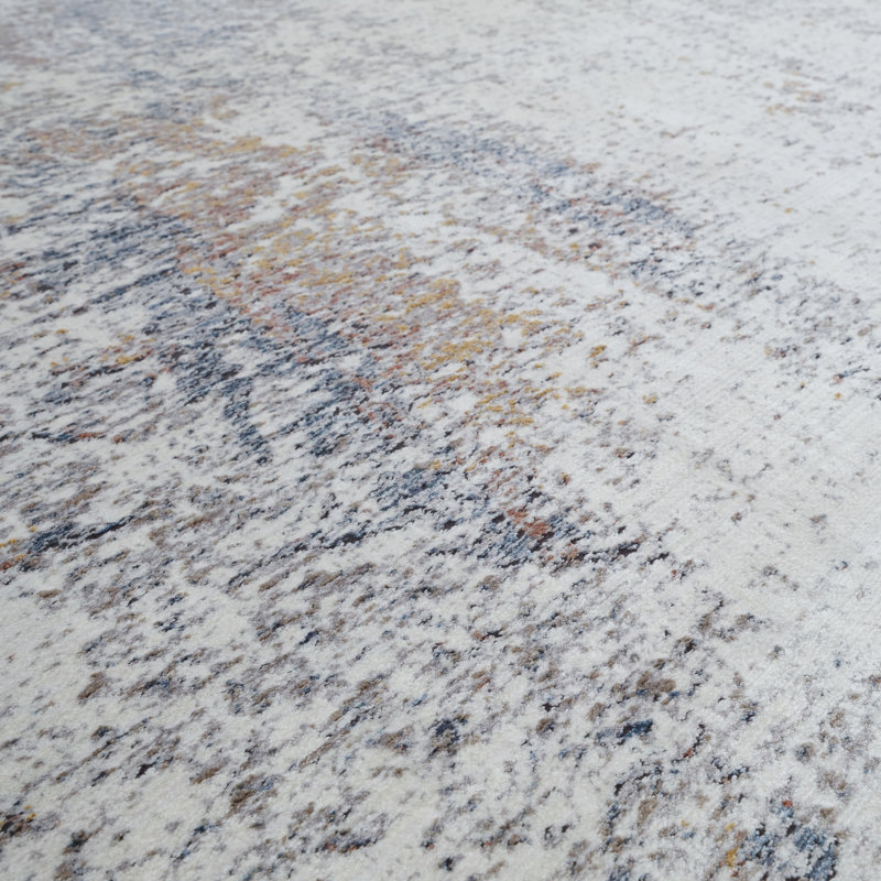 Tapis contemporain abstrait ivoire Aldridge Collection, 5'3 x 7'6