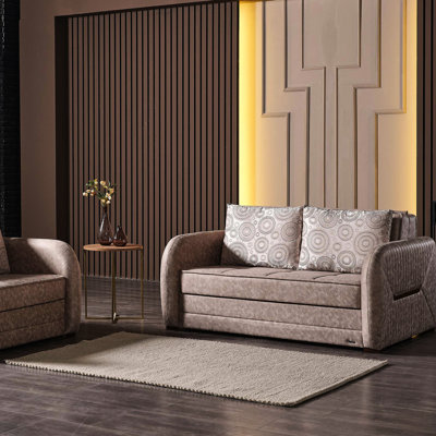 Collection beige avec rangement - dans le lit, le microsuède, les pieds, l'espace pour les appartements