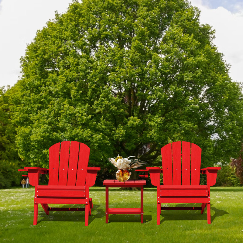 Folding Resin Adirondack Chairs (set Of 2), Red