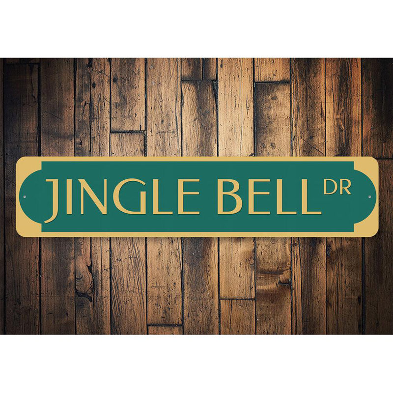 Plaque en aluminium Jingle Bell Drive, H 4 po x l 18 po x P 0,04 po