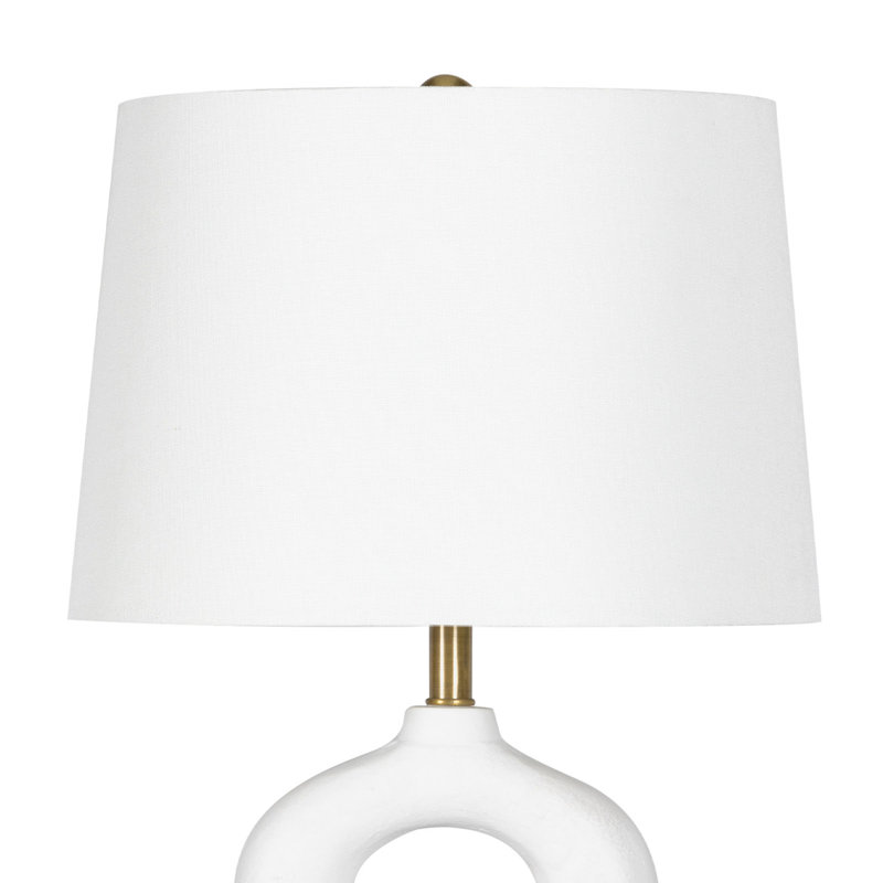 White Ceramic Mini Table Lamp with Linen Shade