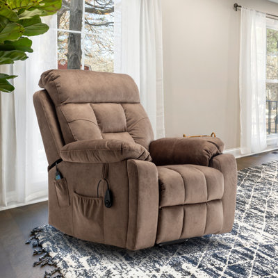 Chira 26 in Oversized Velvet Fabric Massage Chair, Warmth Heat. Elderly Comfort