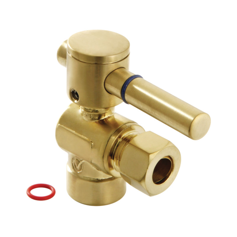 Kingston Brass Concord 1/2-Inch Sweat x 3/8-Inch OD Comp Quarter-Turn Angle Stop Valve, Brushed Brass