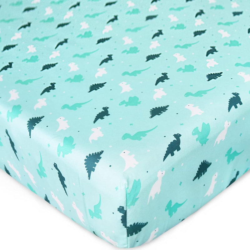 Ensemble de draps pour lit de bébé pour 2, drap-housse standard et pour tout-petits, matériau doux et respirant, neutre pour bébé, océan de dinosaures
