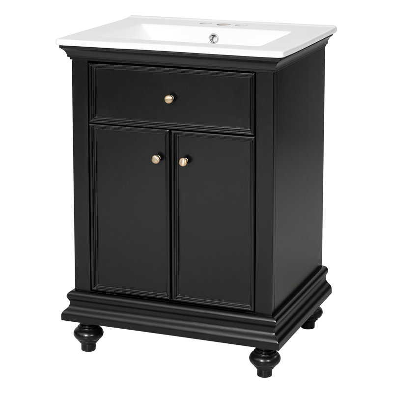 24'' Elegance Bathroom Vanity With Ceramic Sink, Black