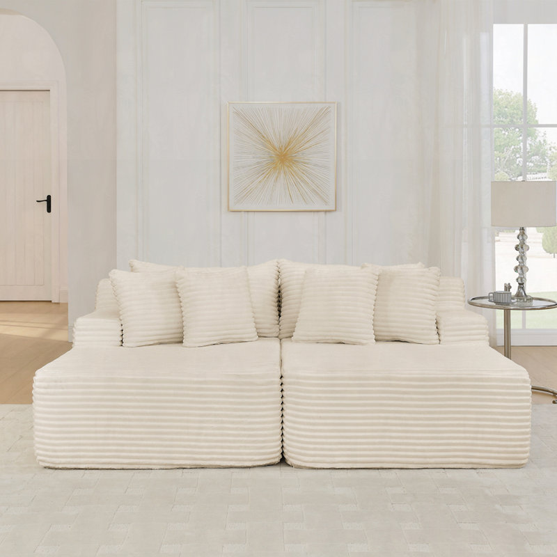 Canapé en velours comprimé, Beige