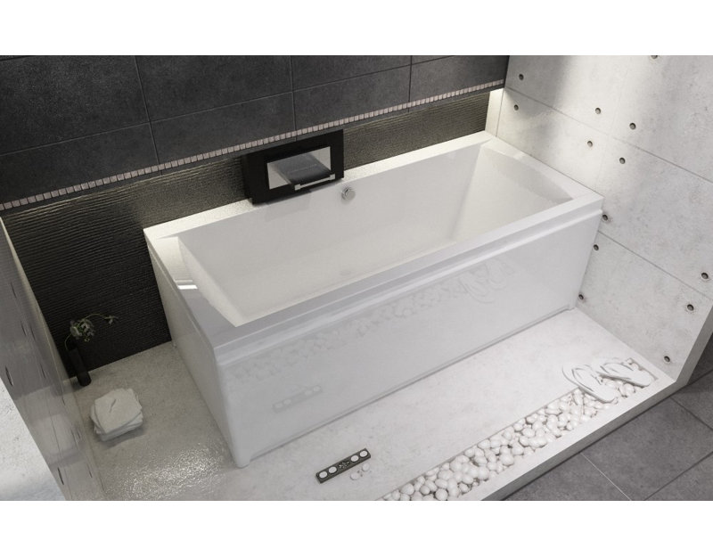 x Soaking Acrylic Bathtub, 80cm H x 190cm L x 90cm D