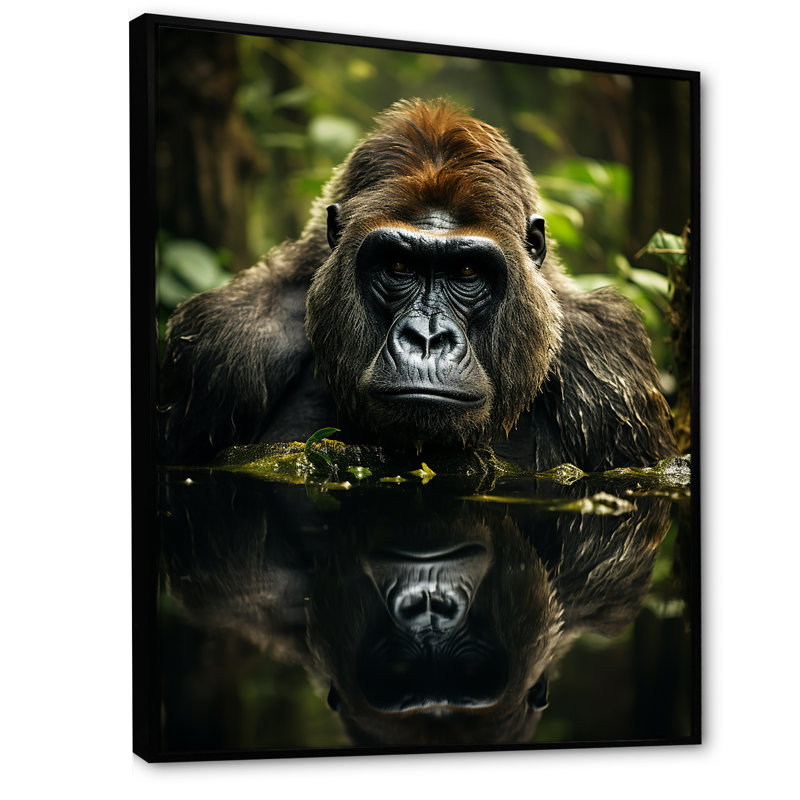 «Gorilla Serenity», photographie sur toile, Cadre flottant noir, H 44 po x l 34 po x P 1,5 po