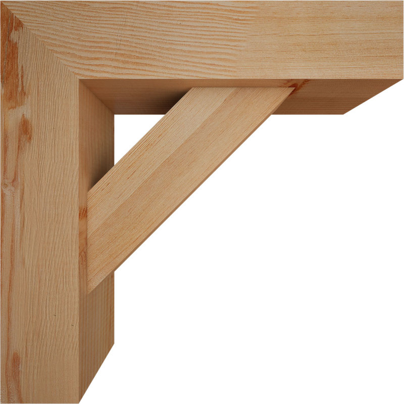 5 1/2"W x 18"D x 18"H Traditional Block Smooth Bracket w/ Offset Brace, Douglas Fir, 18 x 18, 5 1/2"W Douglas Fir (Smooth)