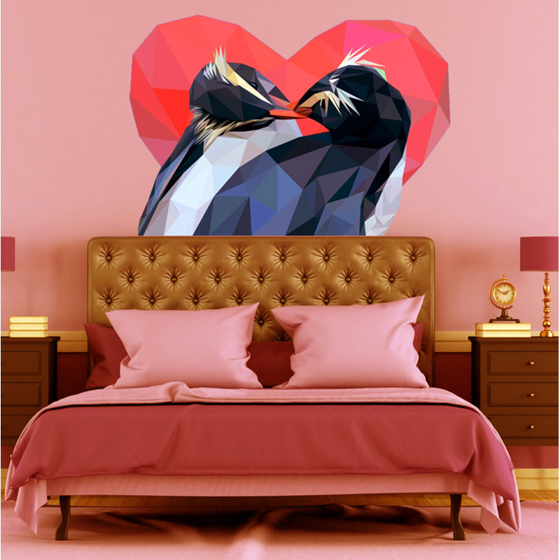 Décalcomanie murale pingouin polygonale, H 46 po x l 64 po
