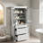 Modern Tall Bathroom Cabinet With 2 Soft Close Glass Doors,3 Drawers, 2 Adjustable Shelves-1920897811