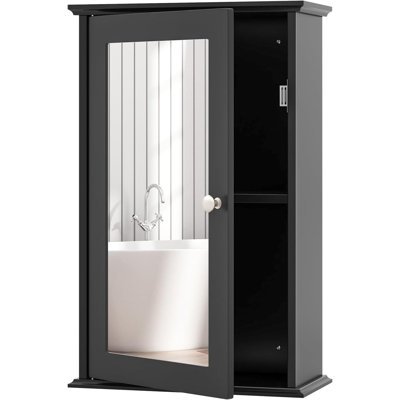 Bathroom Medicine Cabinet Wall Mounted Mirror Cabinet w/ Single Door