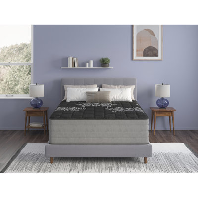 Grand matelas ferme 14 po, housse de glace pour refroidir et tirer la chaleur, 2 po avec gel de cuivre, argent, amélioration du débit d'air en relief graphite, absorption des ressorts de périmètre,