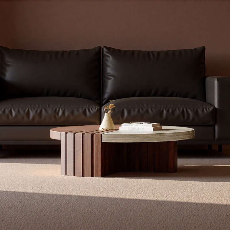 Retro Walnut Round Coffee Table