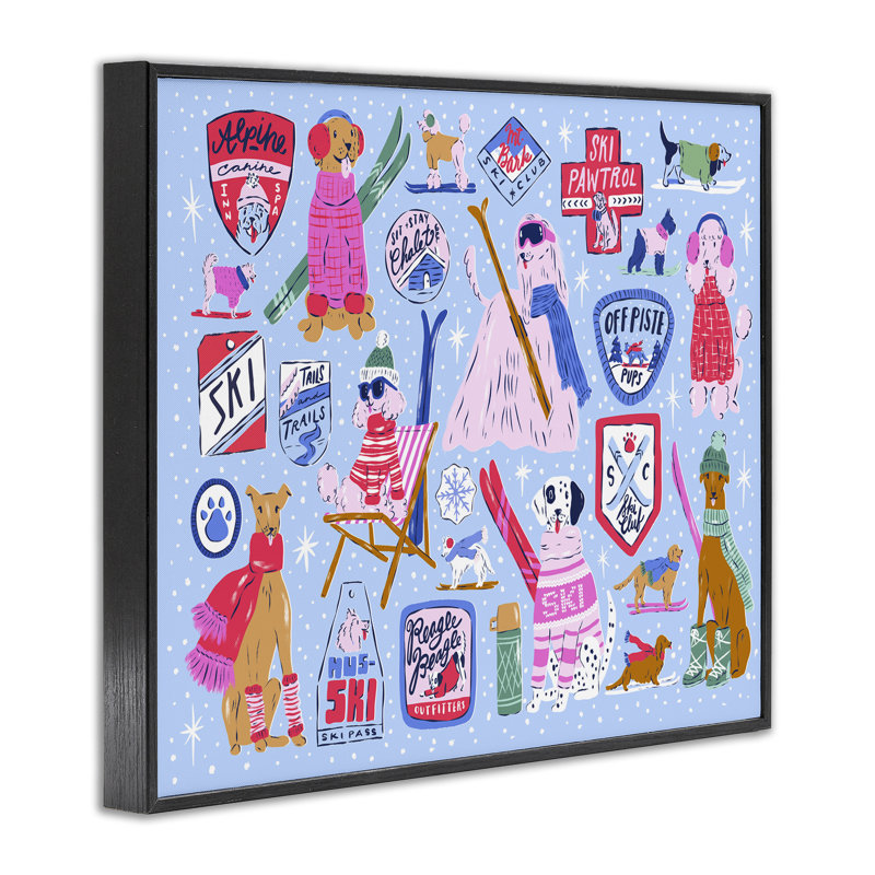 «Ski Dogs Composition», estampe numérique, conception de Krissy Mast, H 11 po x l 14 po, Giclée encadrée noir minuit