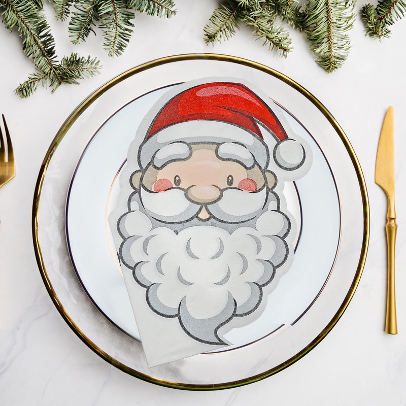 Ensemble de 12 serviettes de table 3 plis (Père Noël) - Ensemble de 6