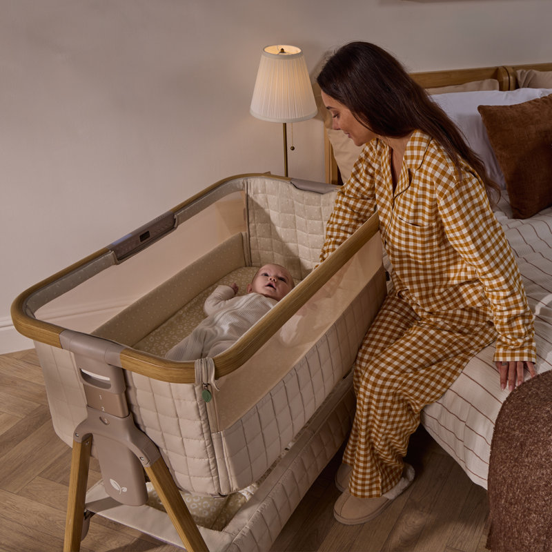 Tutti Bambini CoZee Sense Bedside Crib, Toasted Oak / Sand