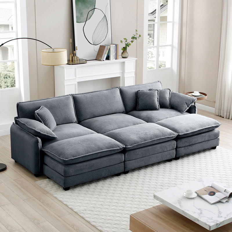 Oversize 3-Seater Sofa With One Footrest