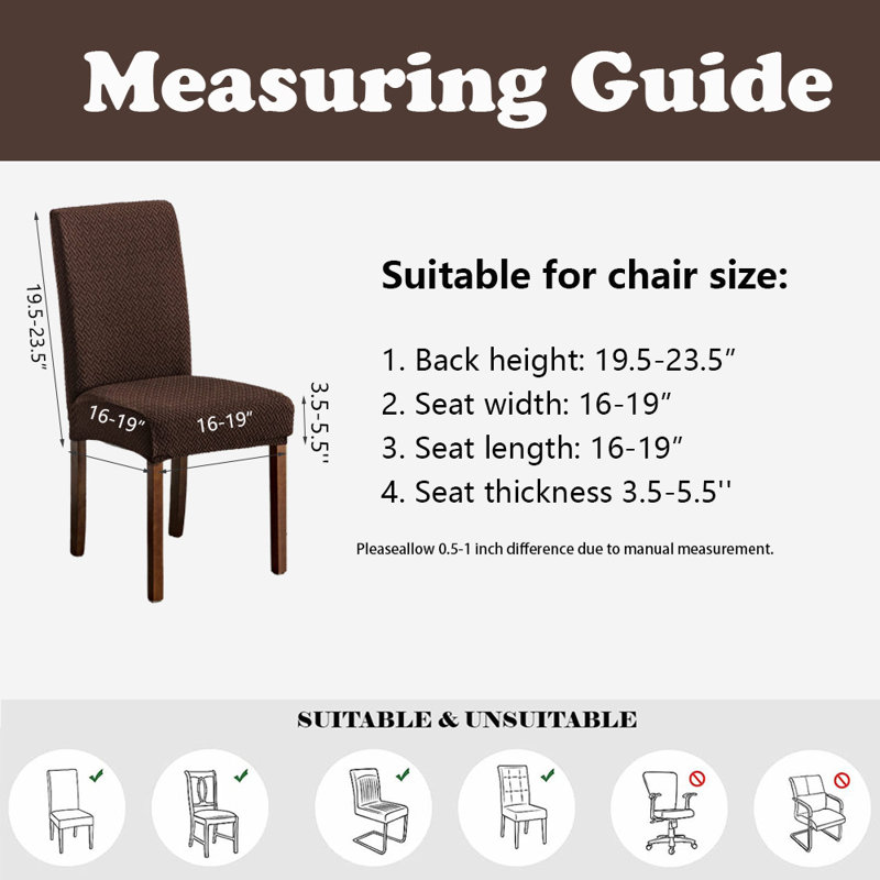 Ensemble de 6 housses de chaise de salle à manger, Brun