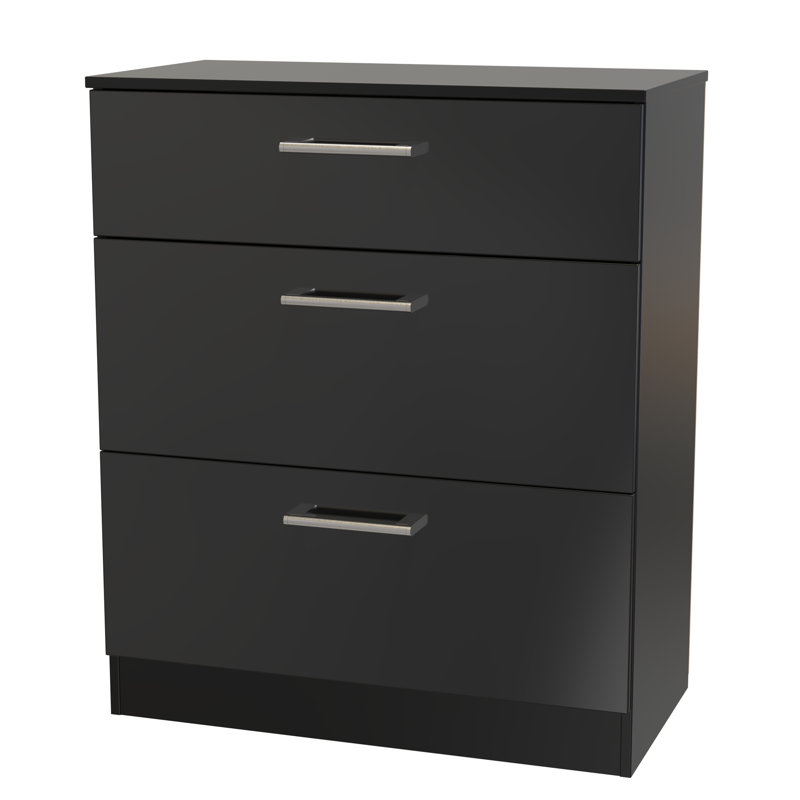 Beraud 74cm W 3 - Drawer Chest of Drawers, Black
