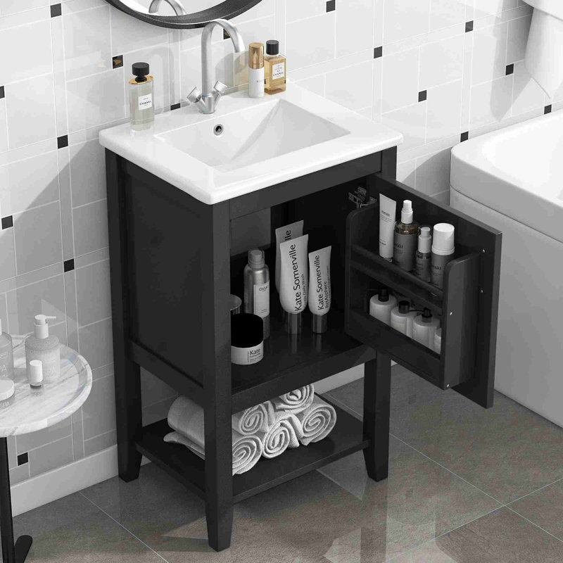 Meuble-lavabo moderne 20 po, Noir