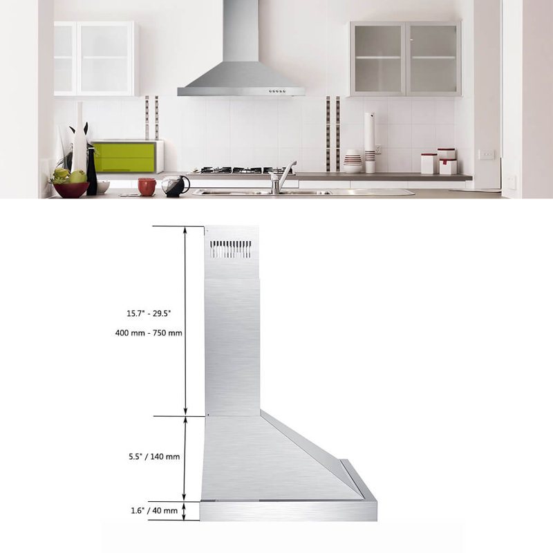 Tieasy 29.3 " W Stainless Steel 450 CFM Convertible Wall Range Hood with Baffle Filter