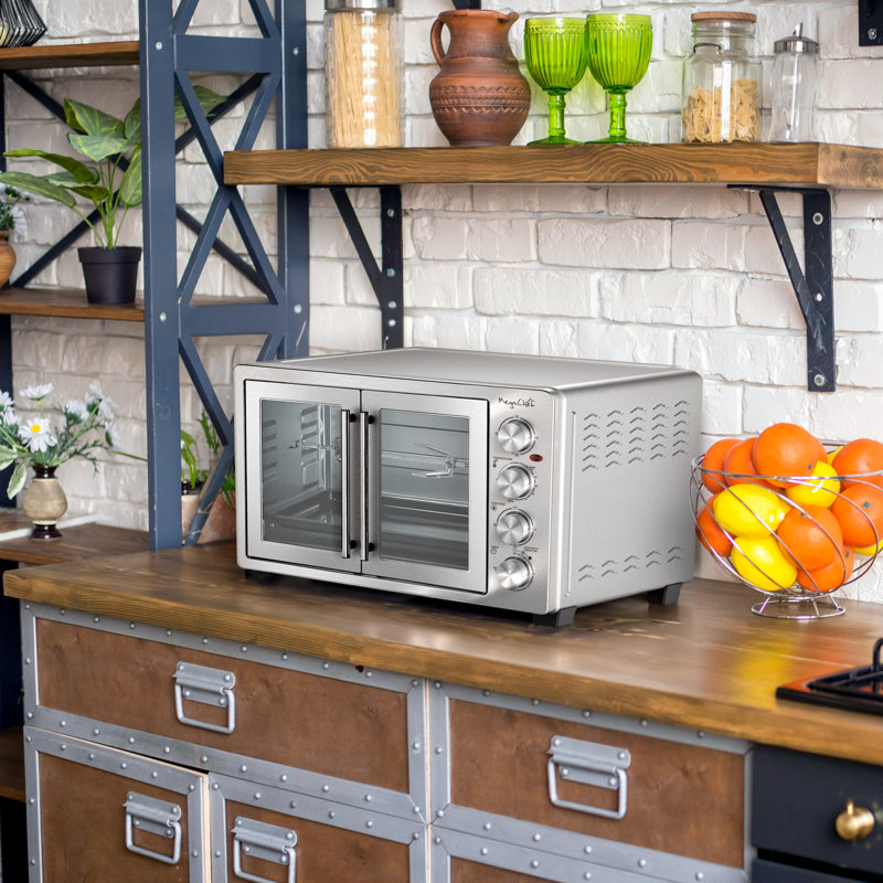 MegaChef 45 Liter Electric French Door Rotisserie Convection Counter Top Oven