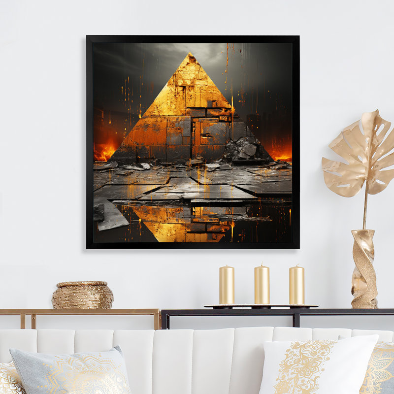 Pyramid Of The Enigma I, reproduction d'art sur toile, H 30 po x l 30 po x P 1 po, Cadre simple noir