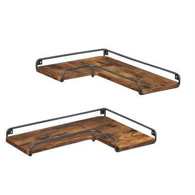 Floating Shelves, Set Of 2, L-Shaped Corner Shelves For Wall, Corner Wall Shelf, Industrial Style, For Living Room, Bedroom, Kitchen