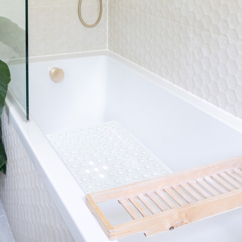 Tapis de douche antidérapant carré en plastique / vinyle Aesop, Blanc