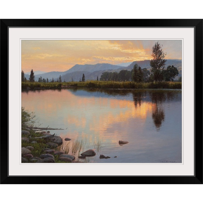 « tranquil soirée » jay moore, reproduction d’art, H 26 po x l 32 po x P 1 po, Cadre noir