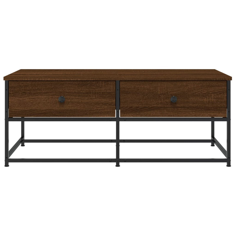 Four Leg Coffee Table with Storage, Brown Oak