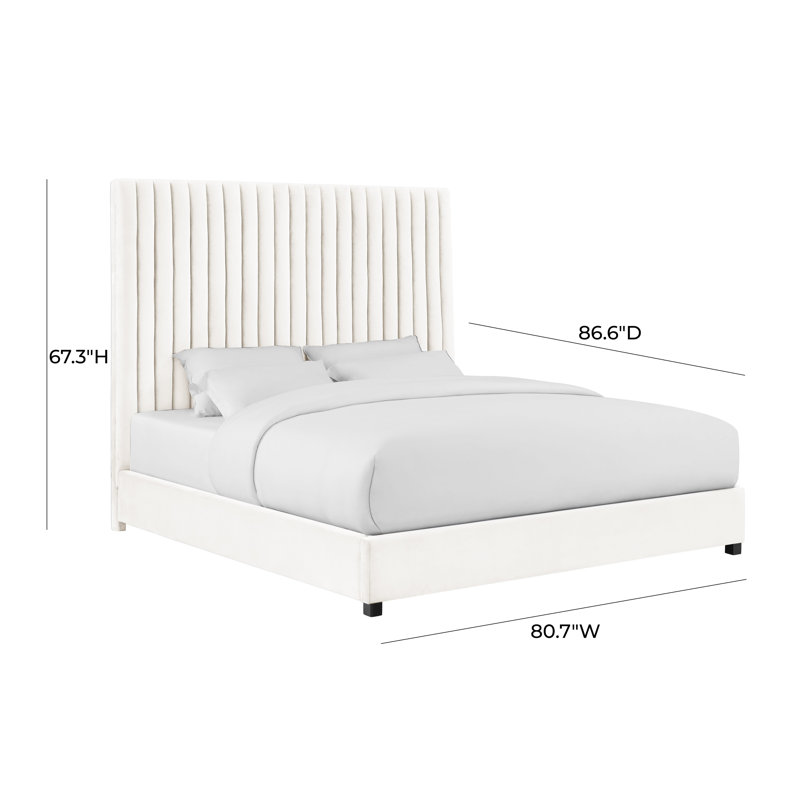 Arabelle White Velvet Bed In UK, Super King (6')