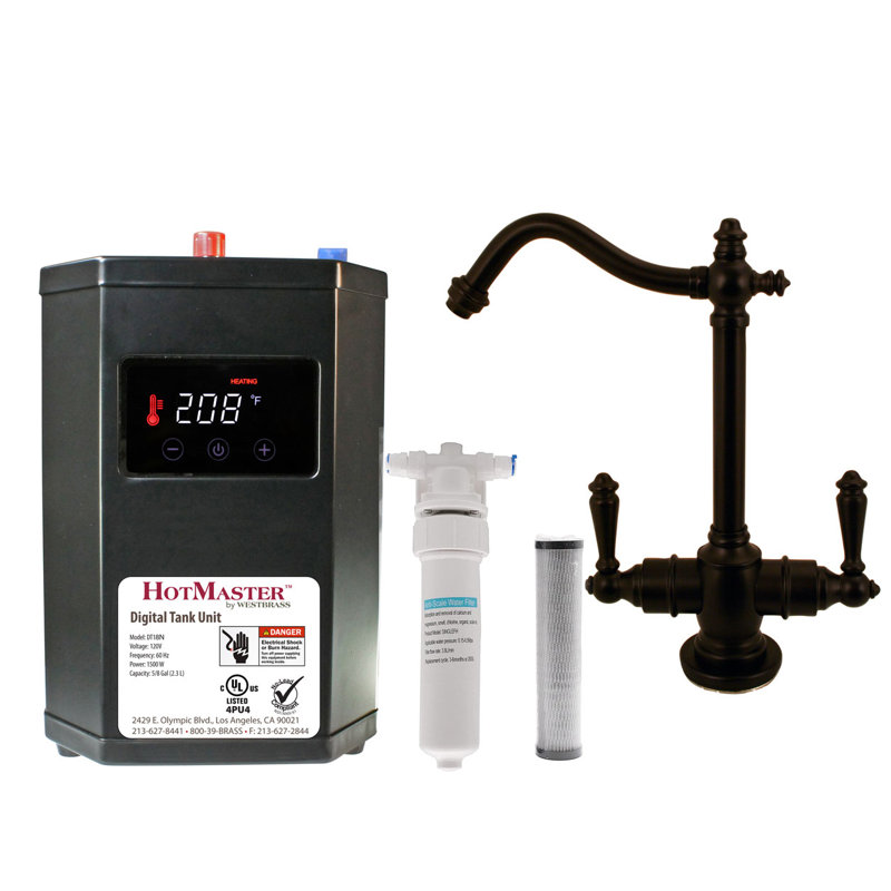 Victorian 9" 2-Handle Hot and Cold Water Dispenser Faucet with Heating Tank and Filter System, Oil Rubbed Bronze