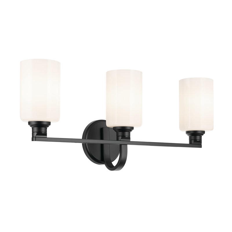 24.25" 3-Light Vanity Light with Glass, Satin Black, Opal Etched