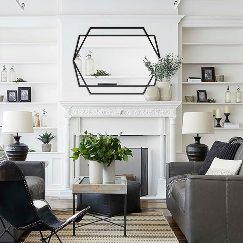 Miroir de salle de bain Hexagonal, 40 po x 30 po
