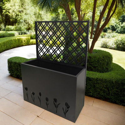 Privacy Screen Planters, Large Metal Modern Trellis Box For Patio Porch