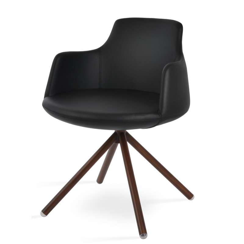 Chaise avec accoudoirs Dervish, Noir, Noyer