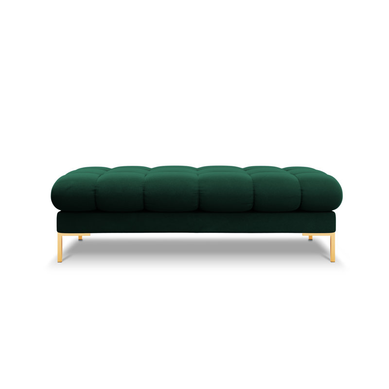 Asbell Polyester Upholstered Bench, Bottle Green, Gold
