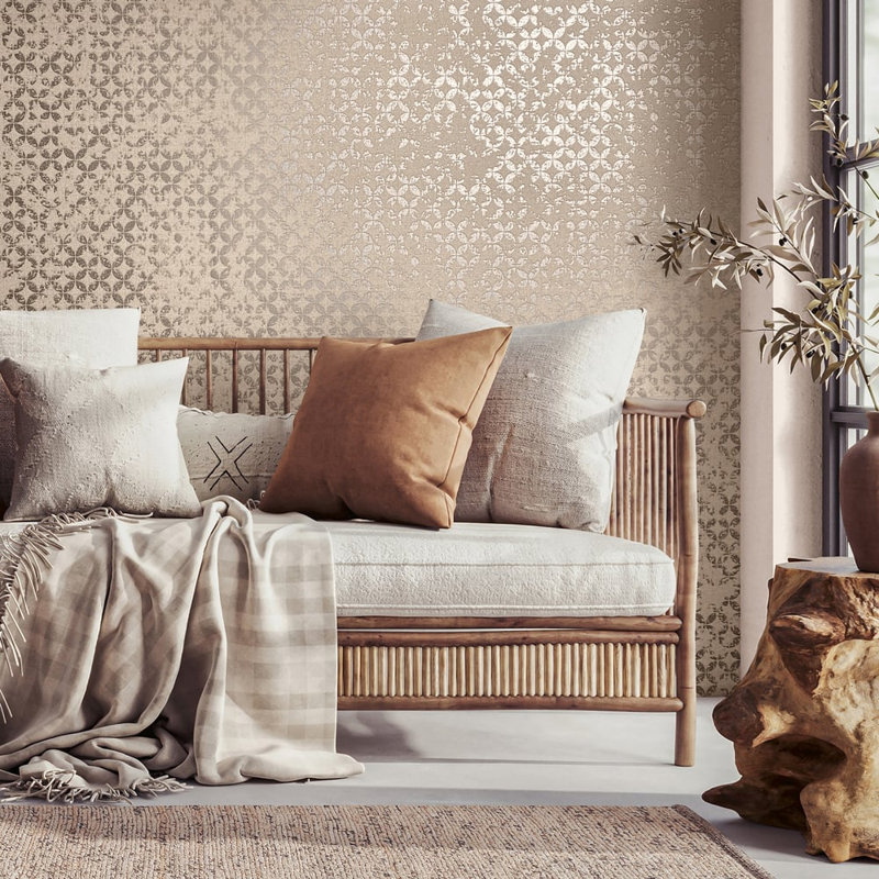 City Romance Collection Stippled Geometric Wallpaper Roll, Gold