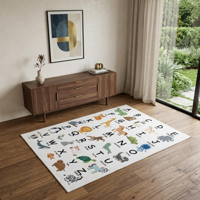 Tapis juvénile alphabet juvénile brun et vert 4 pi x 6 pi