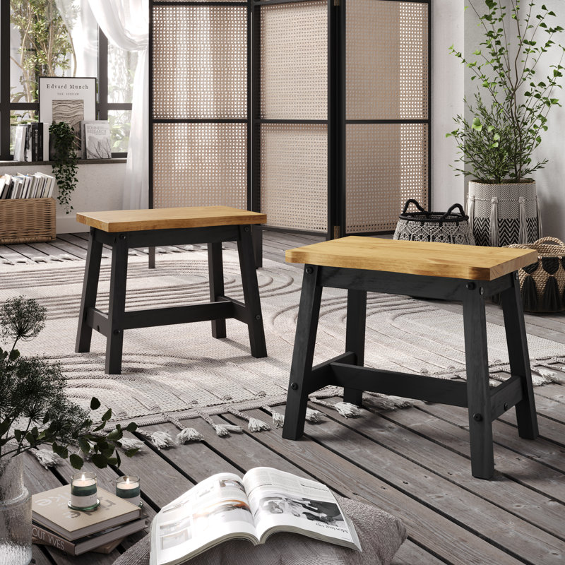 Staton Solid Wood Bench, 45.50 x 52.50 x 31.50cm, Black
