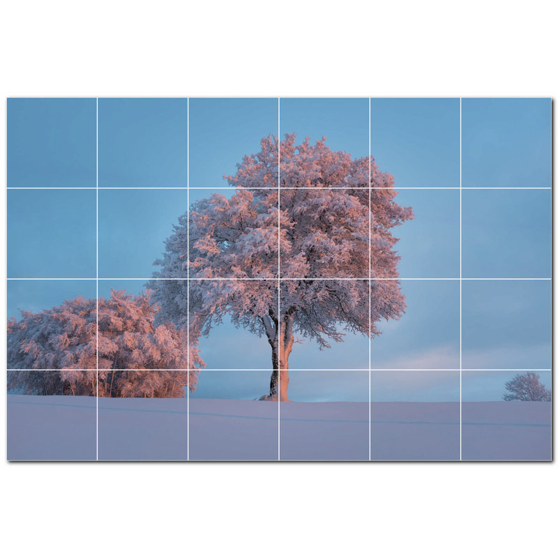 Murale décorative en céramique 8 po x 8 po Trees