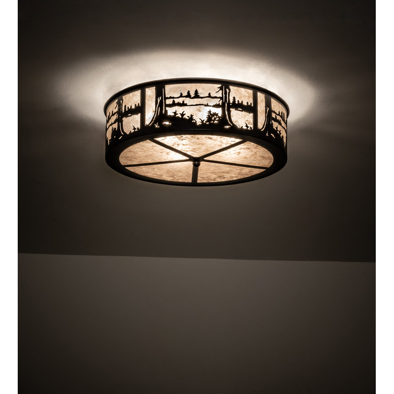 Rustic Lodge 4 - Light Flush Mount, Textured Black