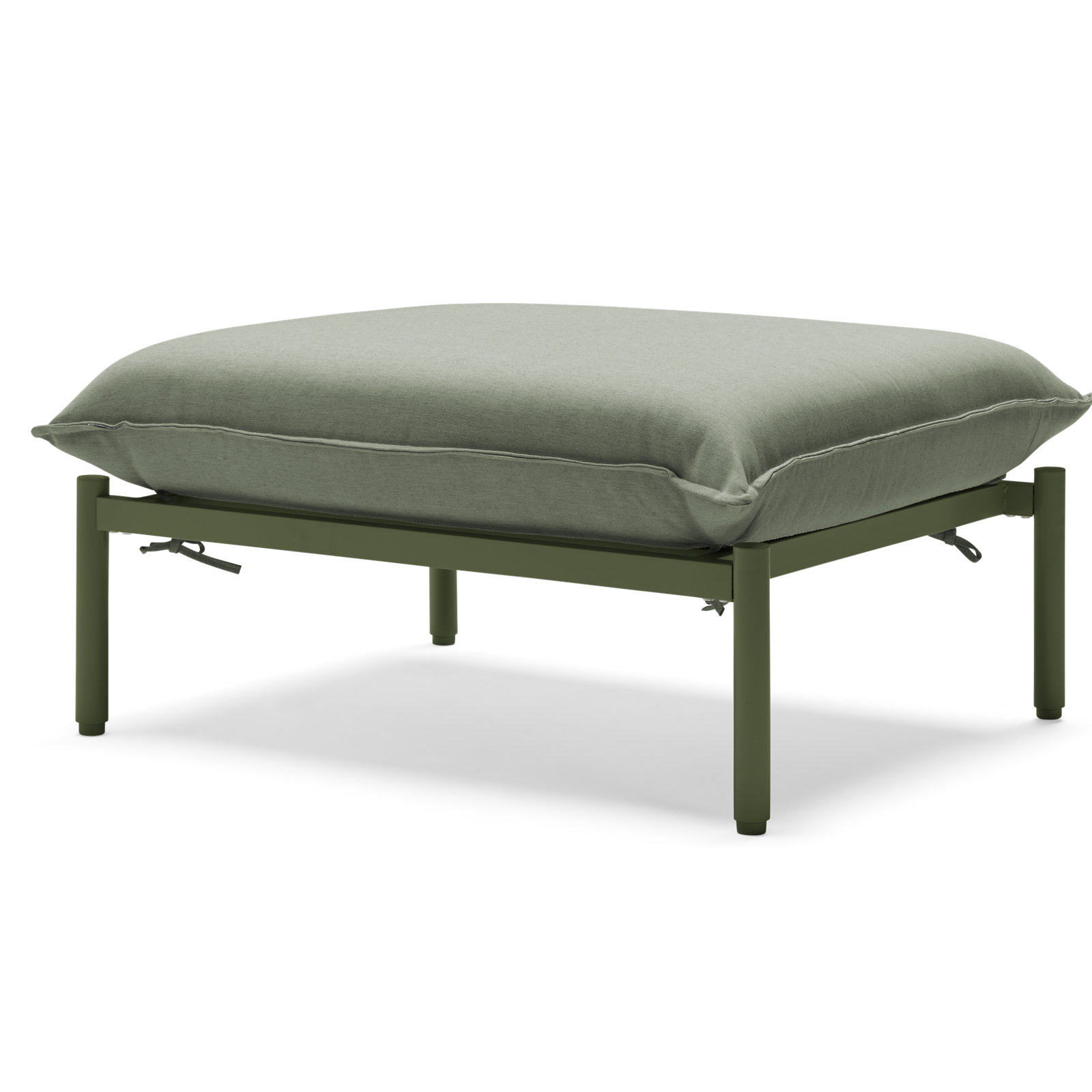 Metal Outdoor Ottoman with Sunbrella® Cushion, Olive