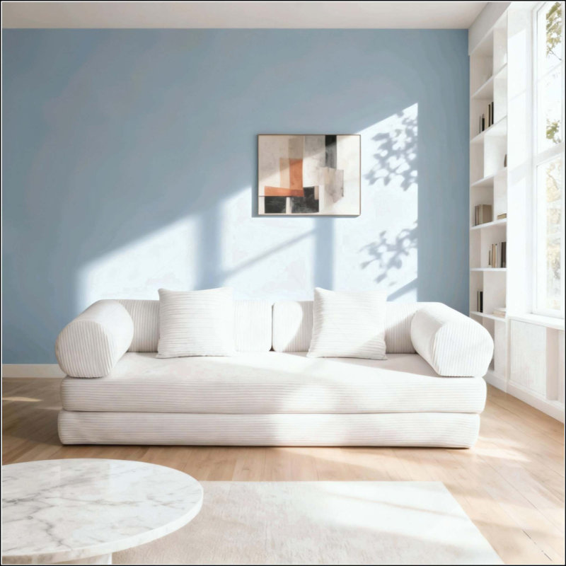 Canapé modulaire rembourré pour pièces compactes, design multifonctionnel et peu encombrant avec tissu doux de haute qualité