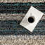 Tapis à poil long brun / bleu sarcelle / bleu touffeté à rayures City-521976327