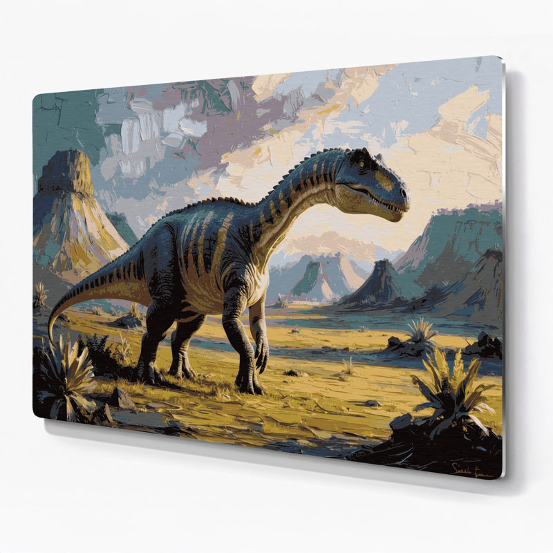 «Dinosaur Saltasaurus», art mural en métal noir, H 11 po x l 14 po