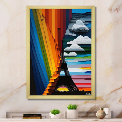 «Paris Eiffel Tower Contemporary Rainbow I», reproduction sur toile